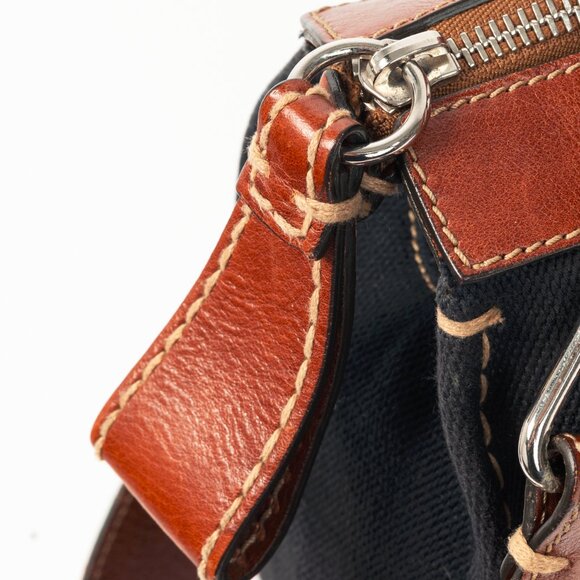Chloe Edith Navy Canvas & Leather Trim Tote - Picture 12 of 15